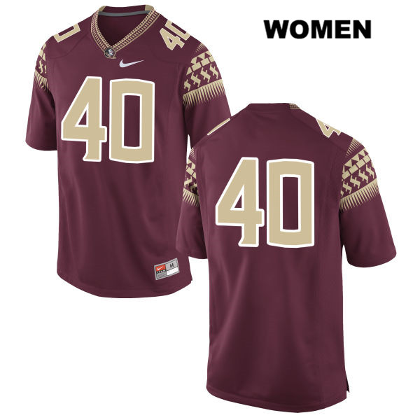 Women's NCAA Nike Florida State Seminoles #40 Ken Burnham College No Name Red Stitched Authentic Football Jersey RYS0069PD